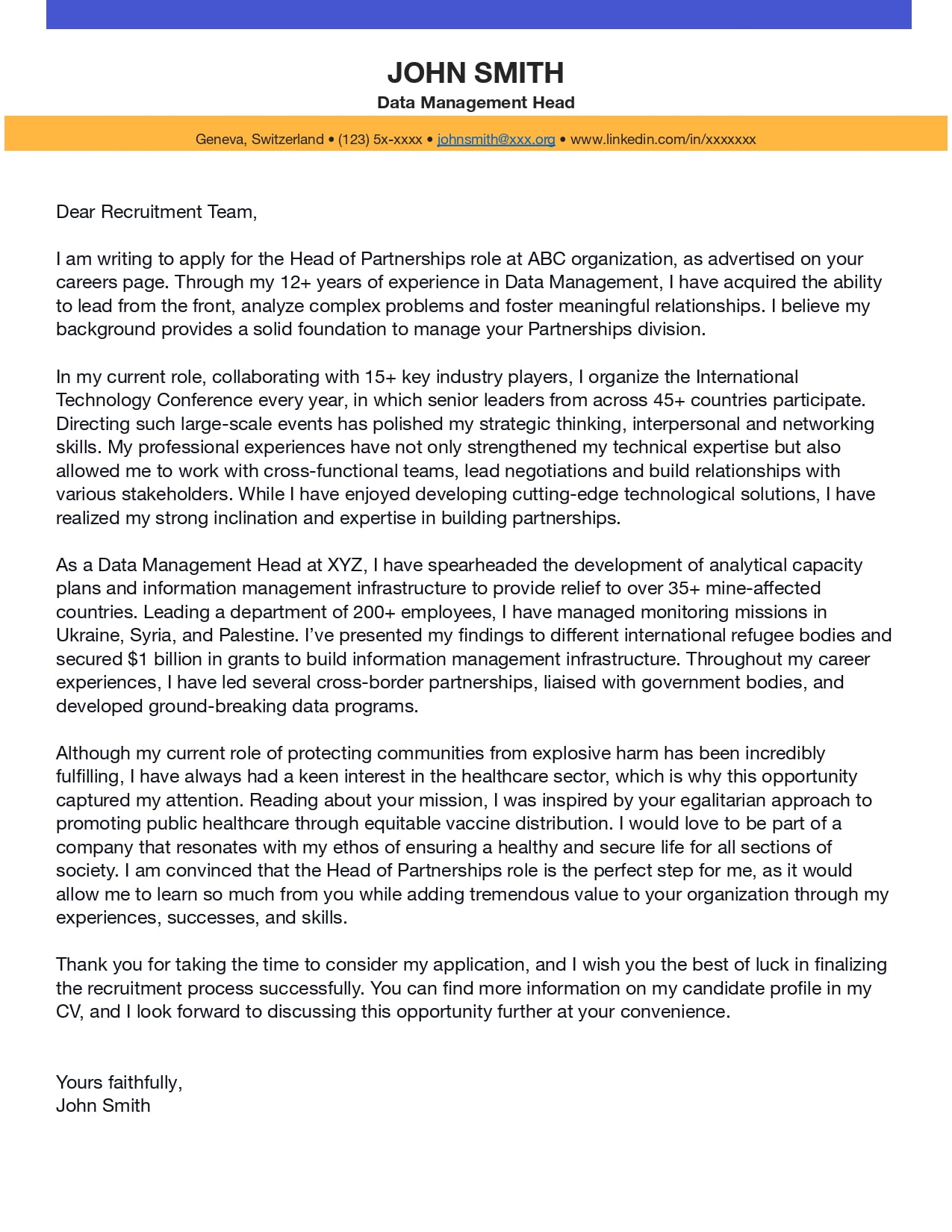 Career change clearance cover letter