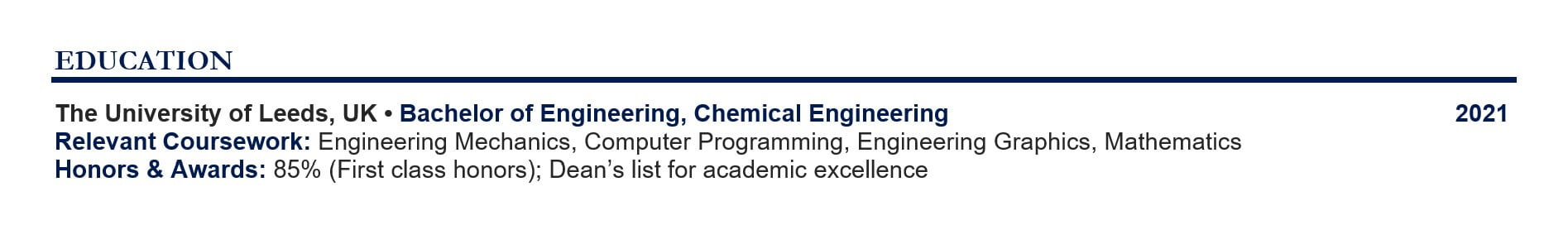 Degree completed education section