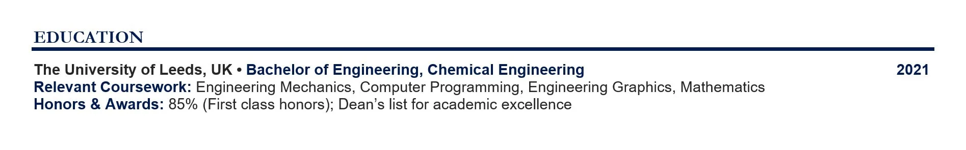 Degree completed education section