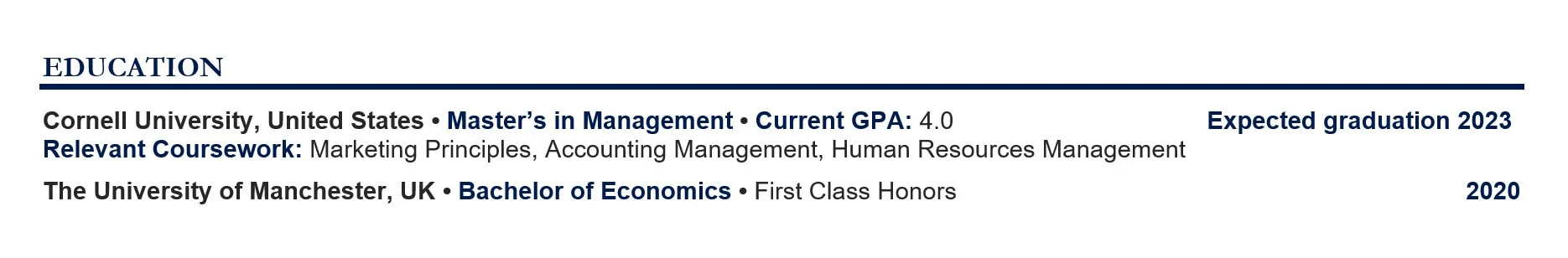 Degree in progress education section