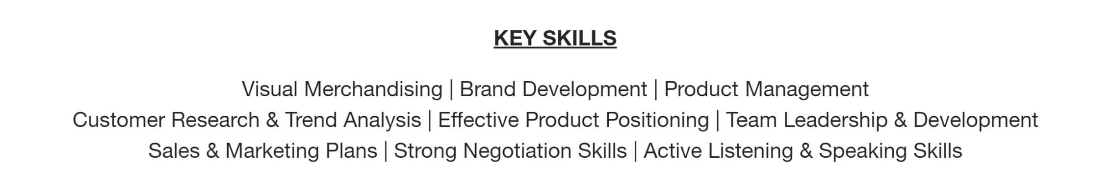 Key skills section