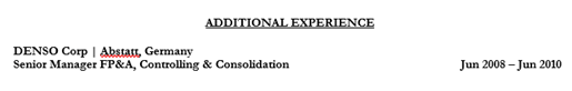 Additional Experience Additional Experience