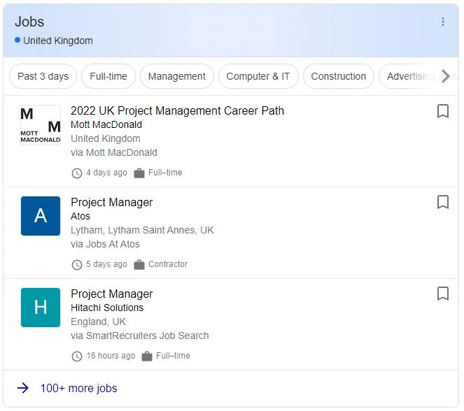 Google job search results Google job search results