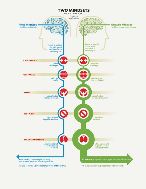 Two types of mindsets, according to Dr. Carol S Dweck
