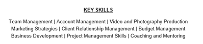 Key skills section Key skills section