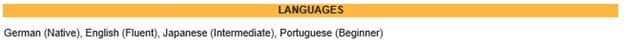 Languages section Languages section