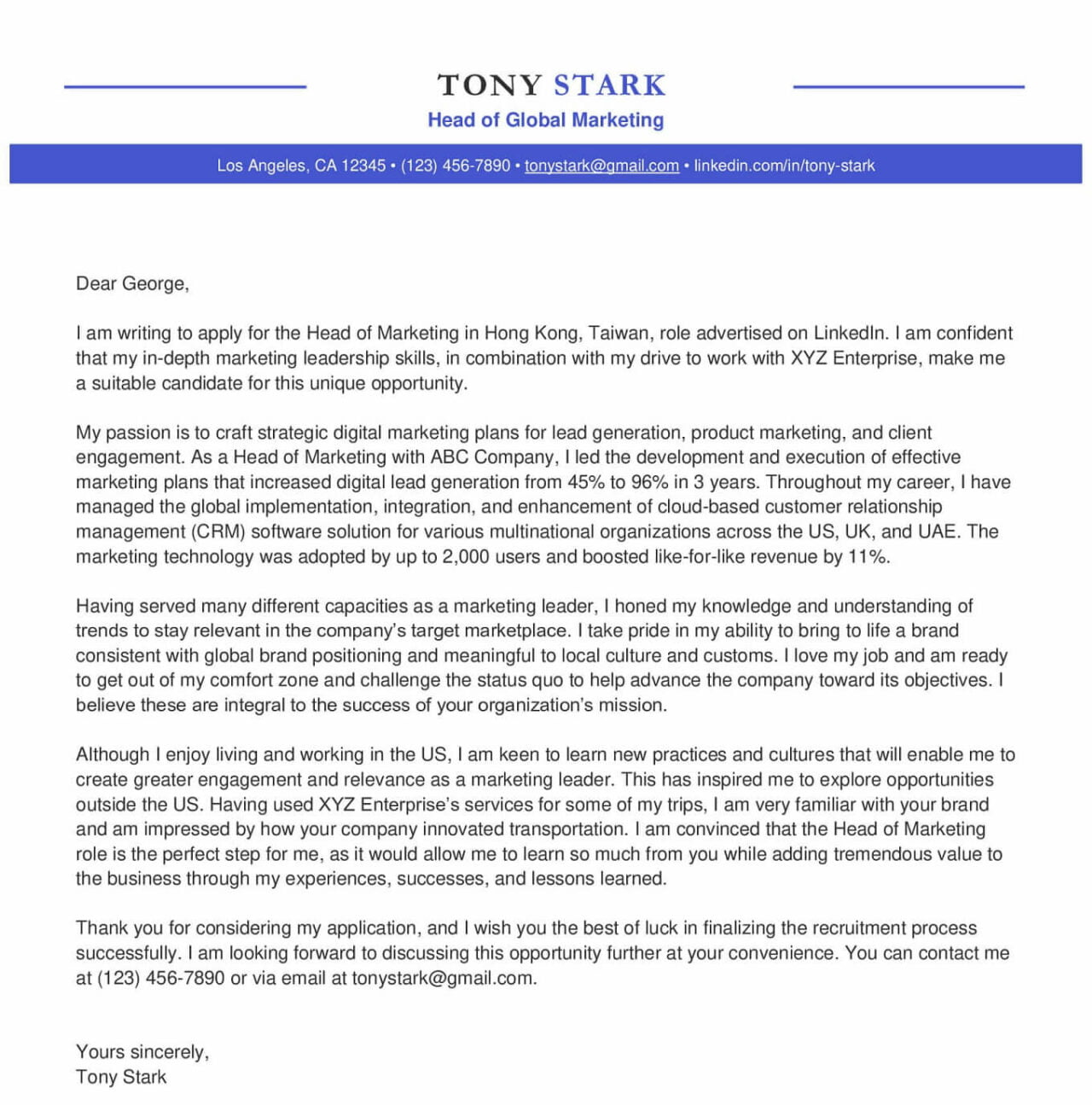 Cover Letter Examples