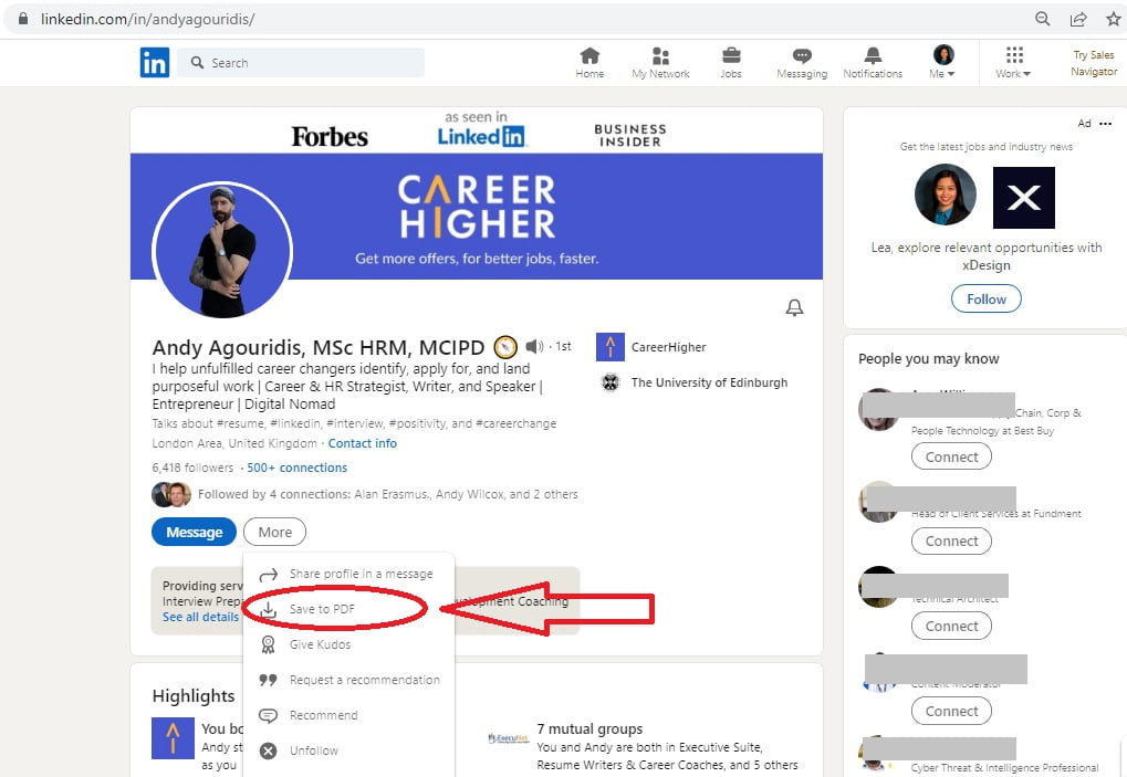 Download Others’ Resumes from LinkedIn step 4