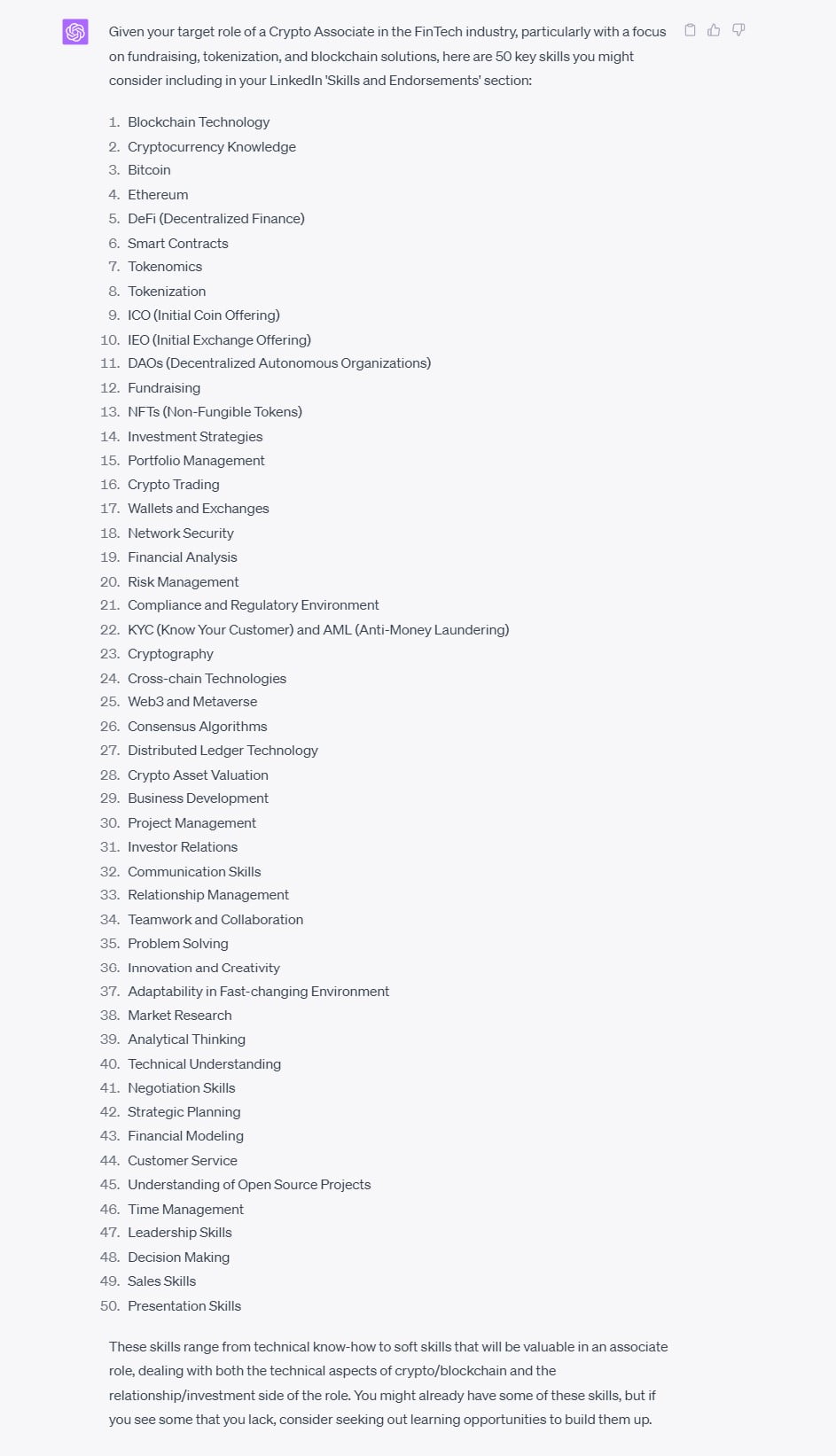 Using ChatGPT to update your 'Key Skills' section