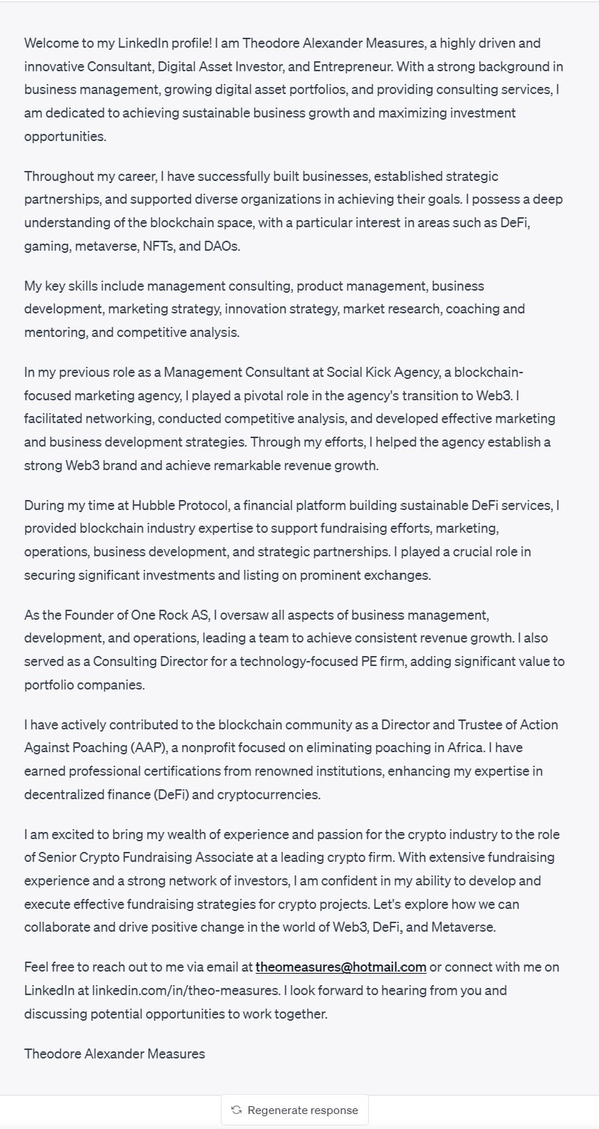 Writing the LinkedIn about section with ChatGPT